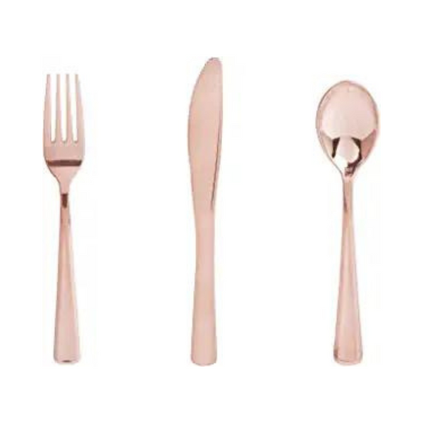 270 Piece Set Of Rose Gold Disposable Cutlery