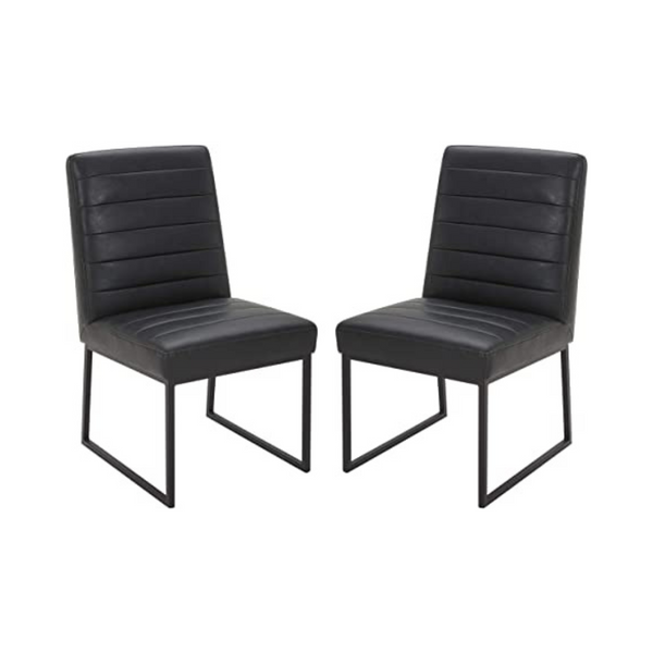 Set Of 2 Rivet Decatur Modern Faux Leather Dining Chairs