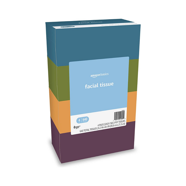 4-Boxes Amazon Basics Facial Tissue, 160 Tissues per Box