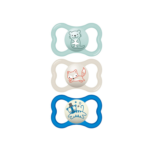 MAM Air Day & Night Baby Pacifier, for Sensitive Skin, Glows in The Dark, Boy , 6-16 Months (Pack of 3)