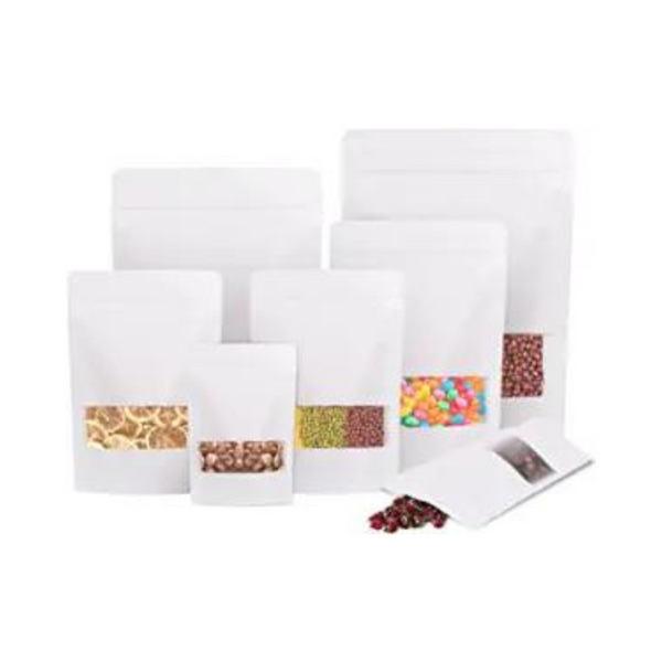 50 pcs Kraft Bags with Window, Reusable