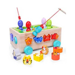 Toddlers Montessori Fishing Wooden Toy Car