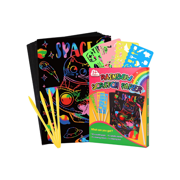 50 Pcs Black Scratch Off Art Paper With 4 Stencils