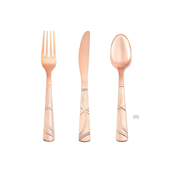 300PCS Rose Gold Plastic Silverware Disposable Flatware