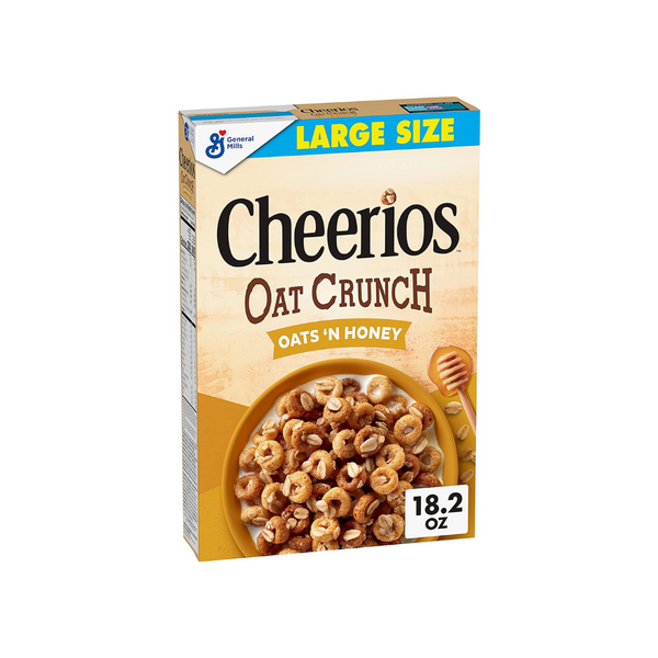 Cheerios Oat Crunch Cereal de desayuno de avena y miel, caja de 18.2 oz