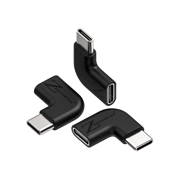 3-Pack Cellularize Right-Angle USB-C Adapter (up to 40 Gbps Data + 100W PD)