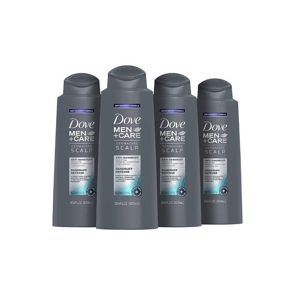 4 Bottles of DOVE MEN + CARE 2 in 1 Shampoo and Conditioner Dandruff Defense