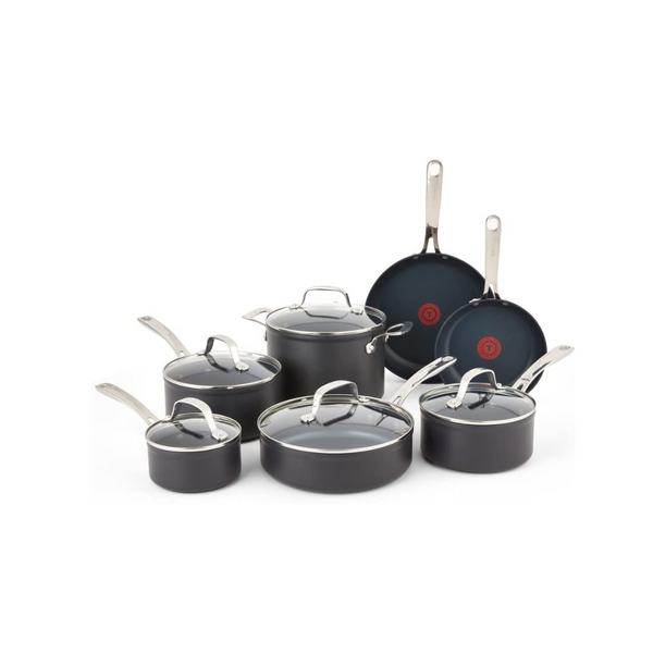T-fal Unlimited 12-Piece Platinum Hard Anodized Non-stick Cookware Set, Black