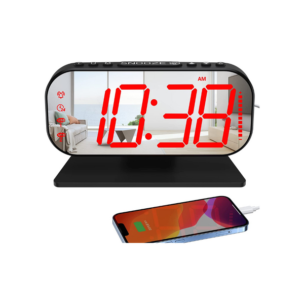 Reloj despertador digital con espejo