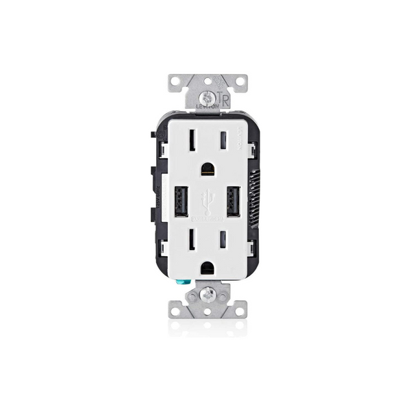 Leviton Duplex 15-Amp Receptacle w/ 2x USB-A Ports