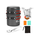 Odoland 6pcs Camping Cookware Mess Kit with Lightweight Pot