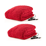 Stalwart Pack of 2 USB Heated Sherpa Throw Blankets