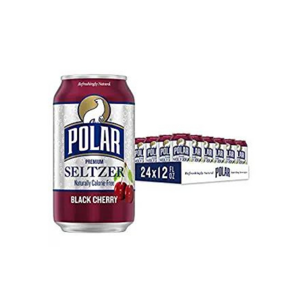 Polar Seltzer Water Black Cherry, latas de 12 onzas líquidas, paquete de 24