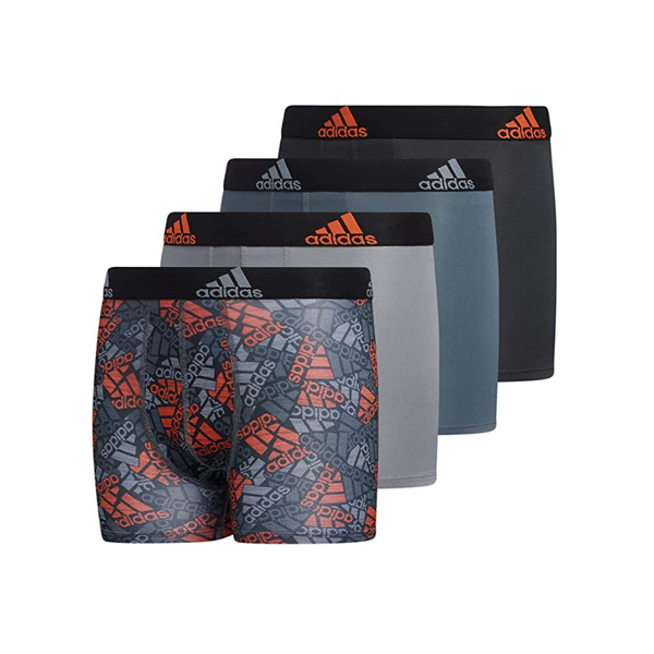 adidas Calzoncillos tipo bóxer Performance para niños (paquete de 4)