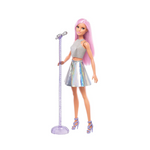 Barbie Pop Star Doll Dressed In Iridescent Skirt with Microphone and Pink Hair