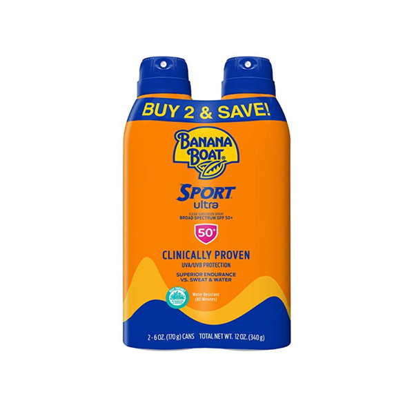 2 Bottles Of Banana Boat SPF 50 Sport Ultra Sunscreen Spray