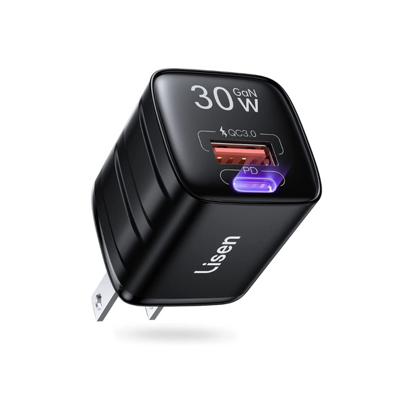 USB C Wall Charger, 30W+30W [GaN III] LISEN Dual Port USB C Fast Charger