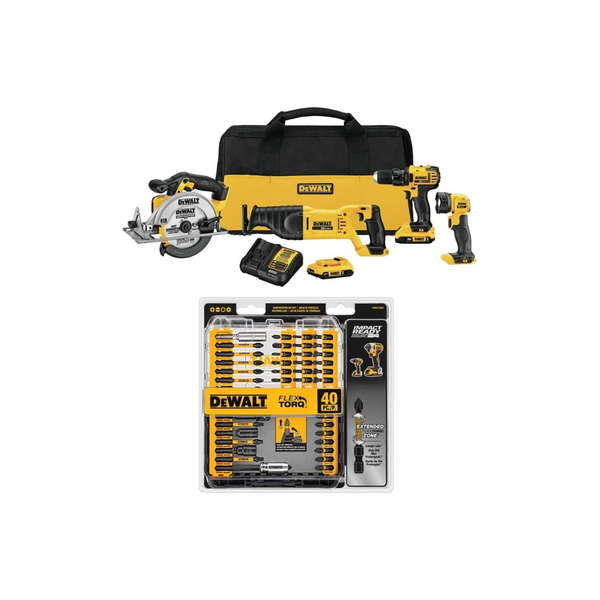 Kit combinado de 4 herramientas Dewalt 20V MAX con 40 piezas de atornillado