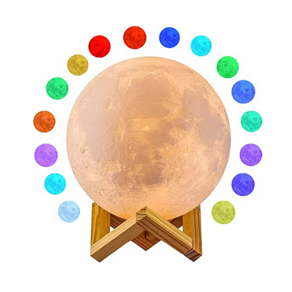 Lámpara de luna con luz nocturna LED de 16 colores con soporte