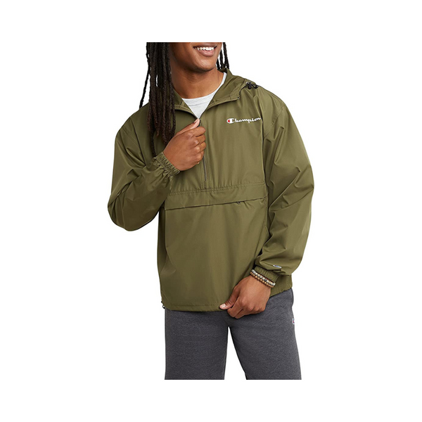 Champion Men's Packable Recycled Windbreaker & Water-Resistant Hooded Jacket