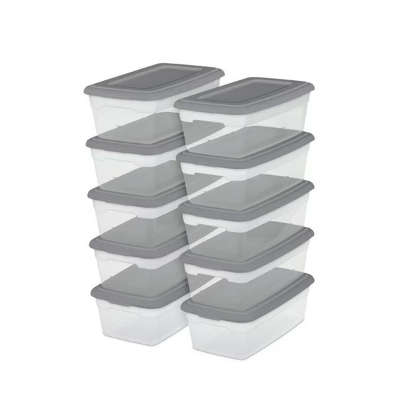 10 Sterilite 6 Qt. Clear Plastic Storage Boxes With Lids