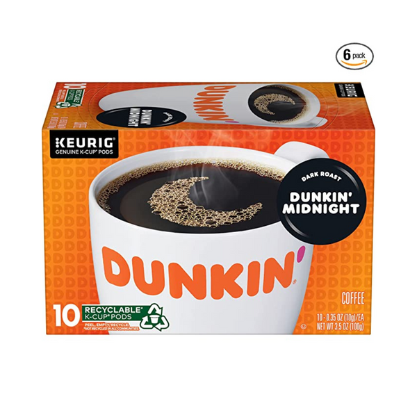 60-Ct Dunkin’ Midnight Dark Roast Coffee Keurig K-Cup Pods