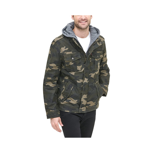 Levi’s Men’s Washed Cotton Hooded Military Jacket