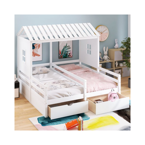 Camas de plataforma doble Euroco Wood Twin Size House