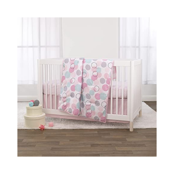 3 Piece Crib Bedding Set - Comforter, Fitted Crib Sheet and Dust Ruffle