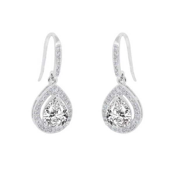 Cate & Chloe Isabel 18k White Gold Teardrop Adult Earrings with Crystals (3 Colors)