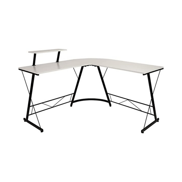 Flash Furniture Escritorio esquinero en forma de L de 71,5 pulgadas con estante para monitor