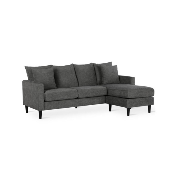 DHP Keaton Reversible Sectional with Pillows Gray