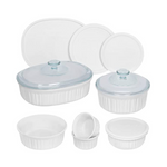 CorningWare French White 12-Pc Ceramic Bakeware Set with Lids