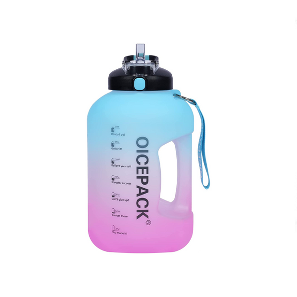 Botella de agua motivacional de 1 galón con pajita y tapa para chupete