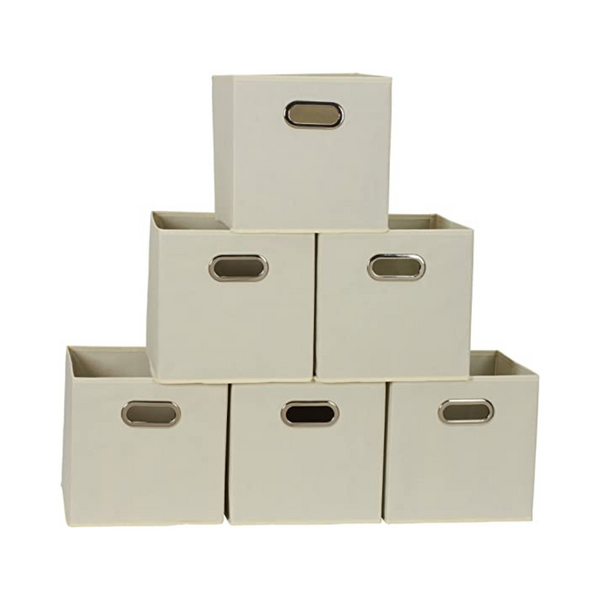 Set of 6 Foldable Fabric Storage Bins