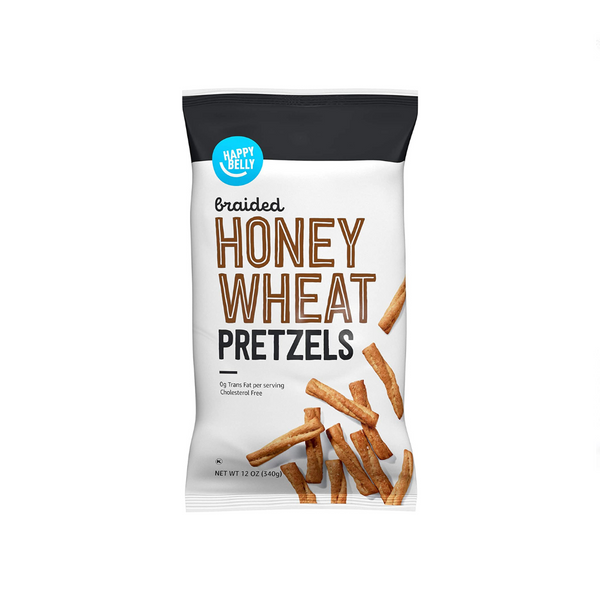 12oz Bag Of Happy Belly Braided Honey Wheat Pretzels