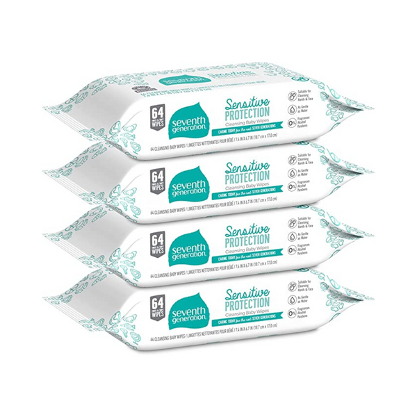 8 Packs of 64-Ct Seventh Generation Baby Wipes