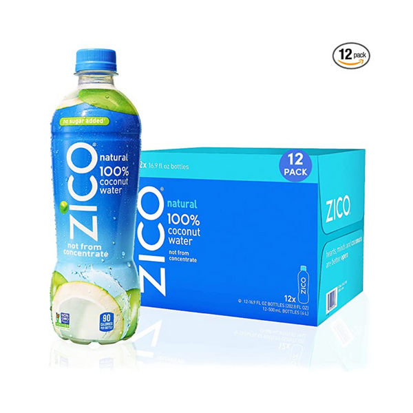 Bebida de agua de coco 100 % Zico, paquete de 12, sabor natural