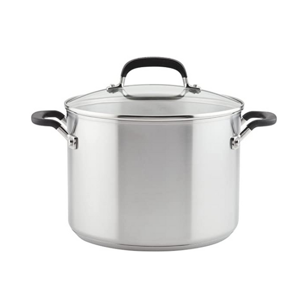 KitchenAid 8 Quart Brushed Stainless Steel Stockpot with Measuring Marks and Lid