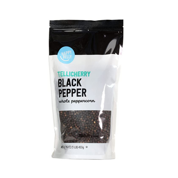 Happy Belly Tellicherry Black Pepper, Whole Peppercorn