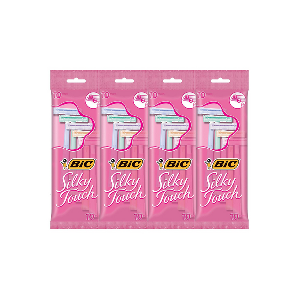 BIC Silky Touch Maquinilla de afeitar desechable de doble hoja para mujer (10 unidades, paquete de 4, 40 maquinillas de afeitar)