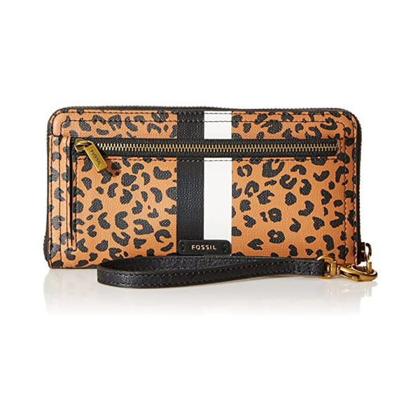 Fossil Logan - Cartera de piel con bloqueo RFID y cremallera para mujer