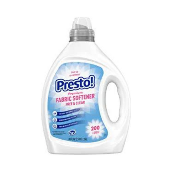 ¡Presto! Suavizante de telas concentrado, libre y transparente, hipoalergénico