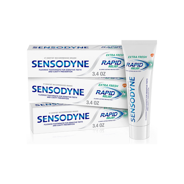 Pasta de dientes sensible de alivio rápido Sensodyne de 6 unidades de 3.4 oz (extra fresca)