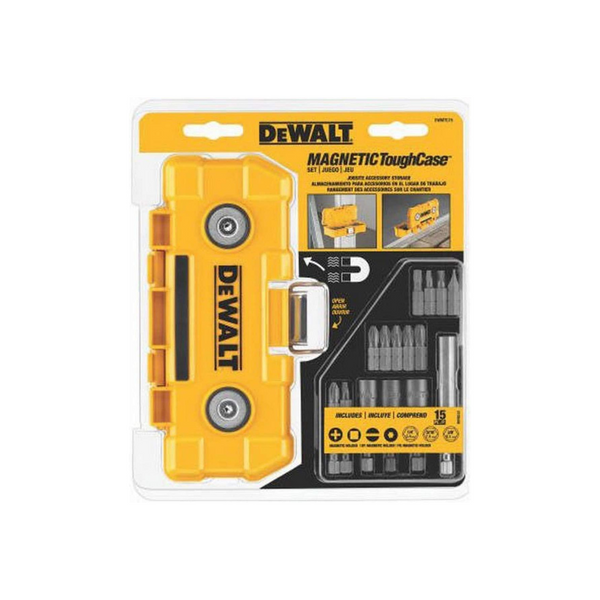 Juego de puntas de destornillador de impacto DeWALT de 15 piezas con estuche magnético resistente