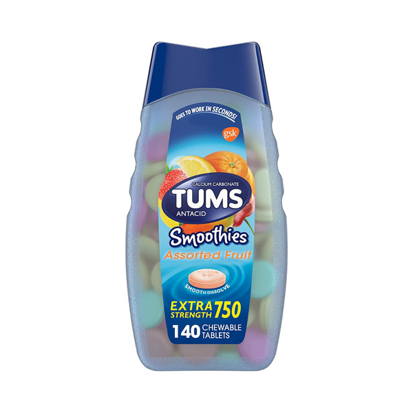 Get 2 Packs Of TUMS Smoothies Extra Strength Antacid Chewable Tablets for Heartburn Relief