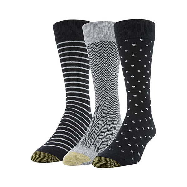 3 Pairs of Gold Toe Men’s Timeless Classics Crew Socks PzDeals