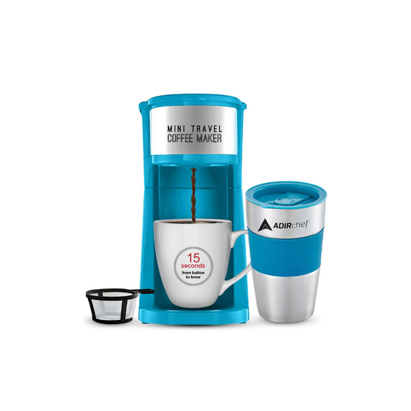 AdirChef Mini Coffee Maker Single Serve Coffee Maker, 15 oz. Travel