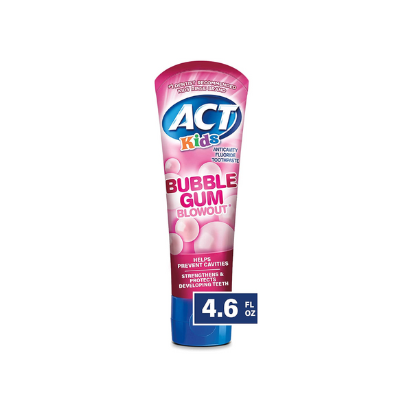 ACT Kids Anticavity Fluoride Bubble Gum Blowout Toothpaste 4.6oz. Tube