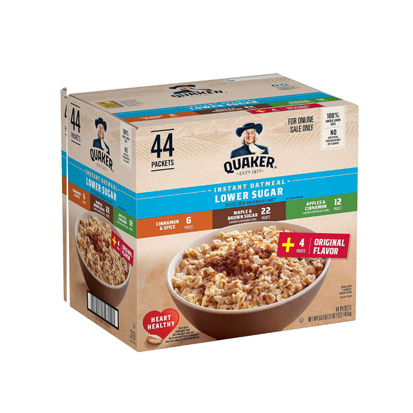 44 Variety Pack Of Quaker Instant Oatmeal Lower Sugar Packets
